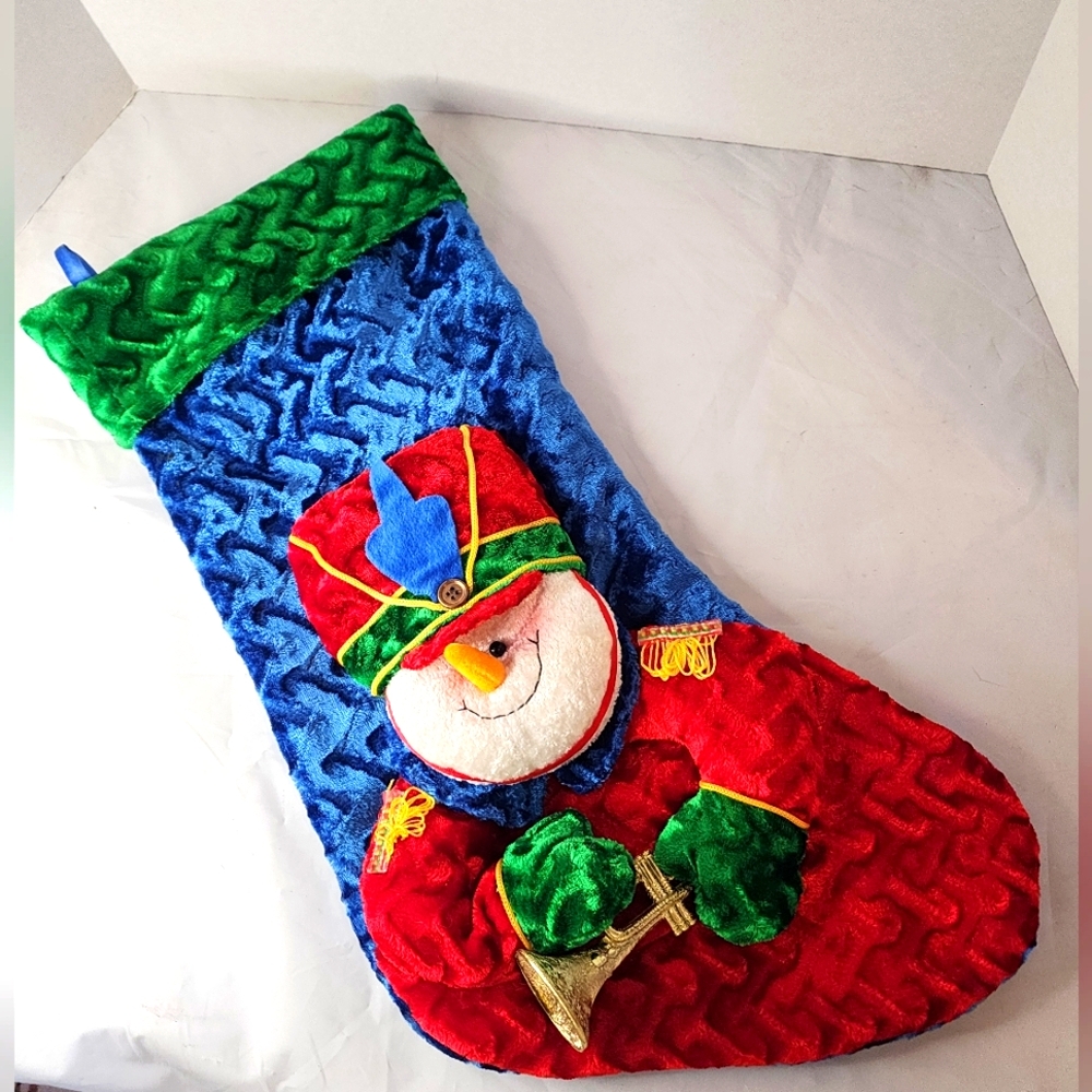 Plush Snowman Christmas Stocking – 19–20" Toy Soldier Design